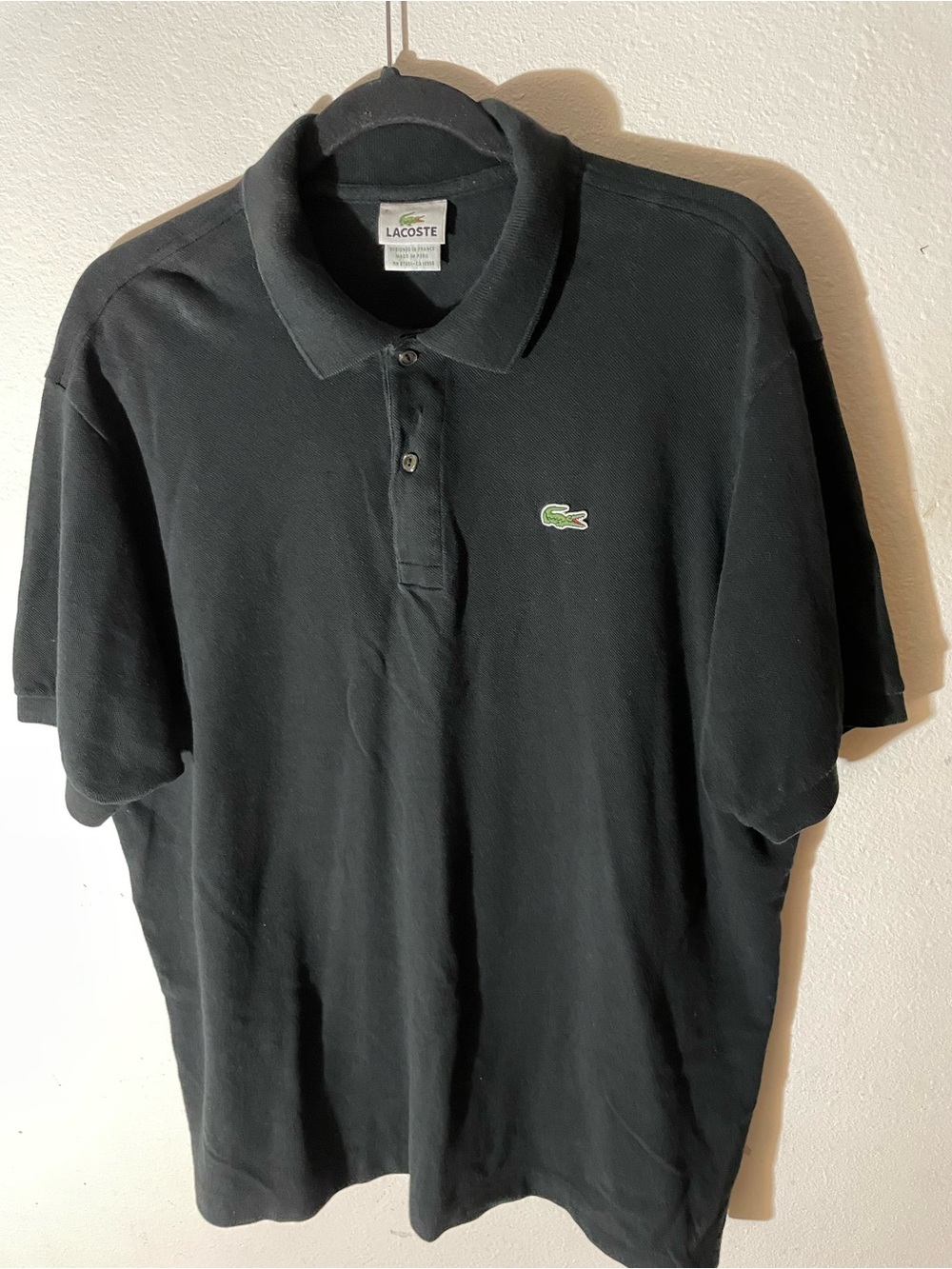 Lacoste Black Polo with Small Green Crocodile Patch